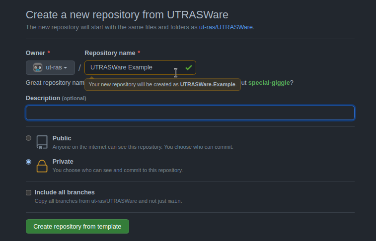 UTRASWare template page